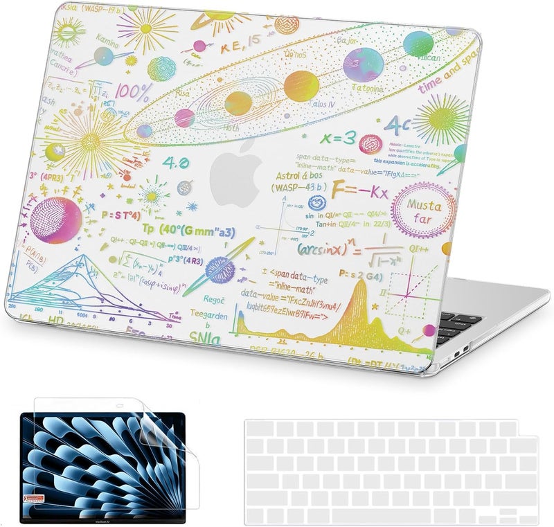 AKIT Compatible with MacBook Air 13 inch Case 2026 2025 2024-2022 M4 M3 M2 A3240 A3113 A2681, Pattern Hard Shell Laptop Case+Screen Protector+Keyboard Cover for MacBook Air 13.6 inch, Mystery Clear - Image 1